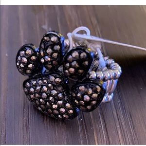 Black Paw Print Ring Dog Cat Fashion Stretch Pet